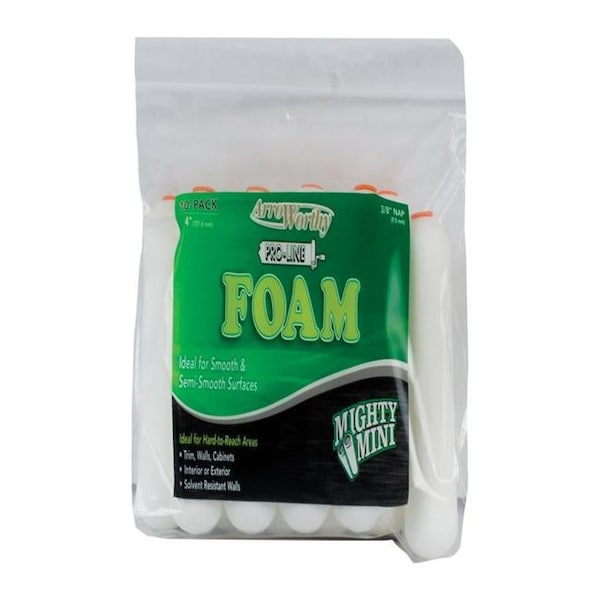 Arroworthy Arroworthy 1807635 Pro-Line Foam 4 x 4 in. Paint Roller Cover for Smooth to Semi-Smooth Surfaces; White - Pack of 10 1807635 - main
